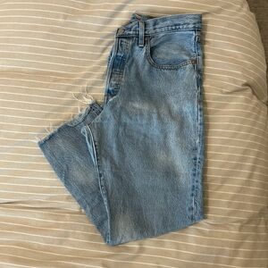 Levi’s 501 distressed cropped jeans
